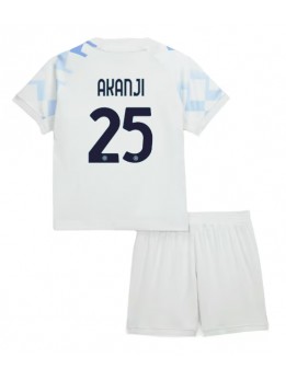 Billige Inter Milan Manuel Akanji #25 Bortedraktsett Barn 2025-26 Kortermet (+ Korte bukser)